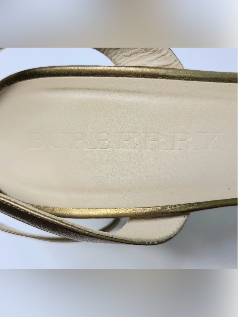 Burberry Shelma Metallic Bronze Leather Wedge Strappy Sandals - Picture 6 of 6